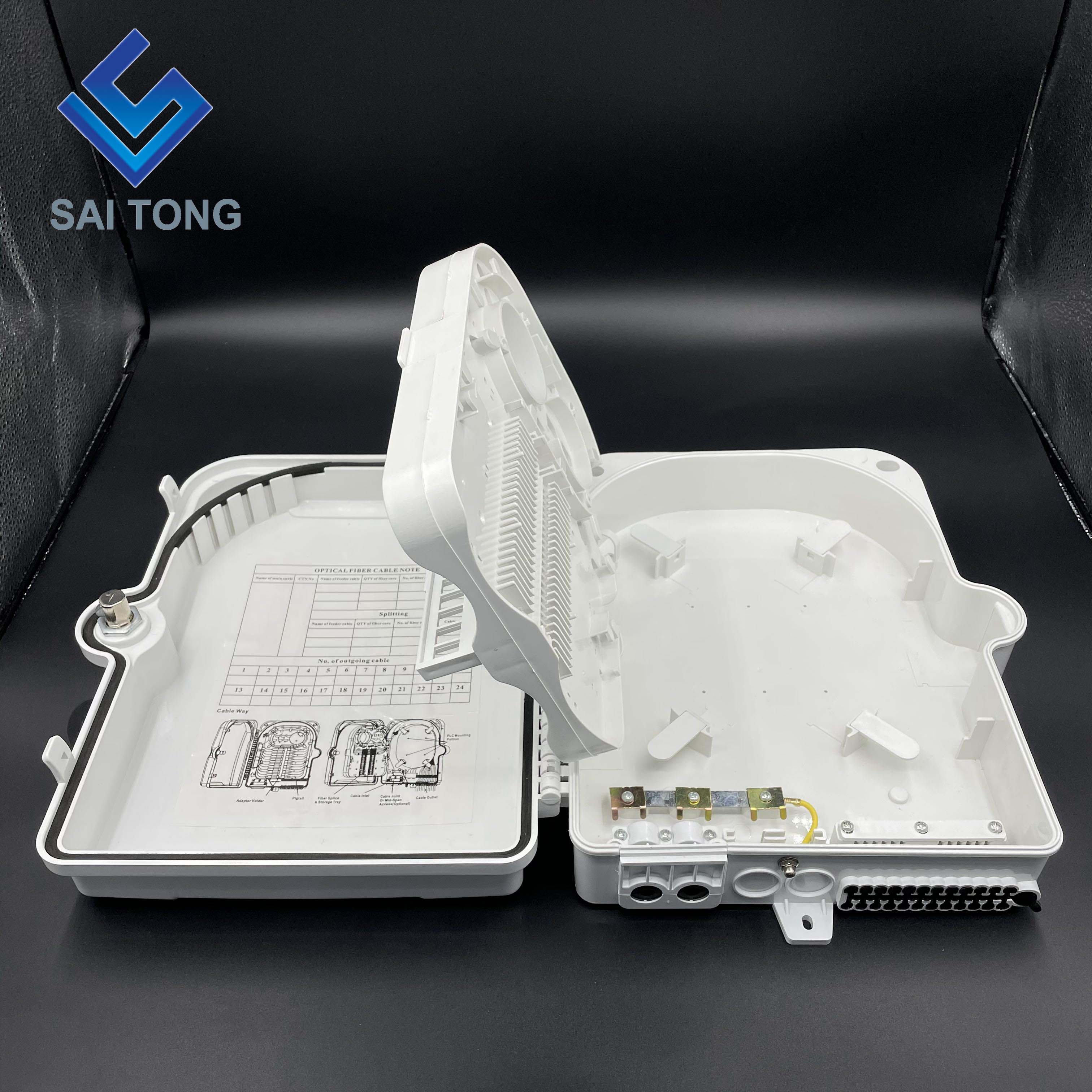 Saitong 24 Core fibra optica distributio capsula 4 in 24 fibra optica e capsa praesidii ABS materialis 24 nuclei fibra splice capsa