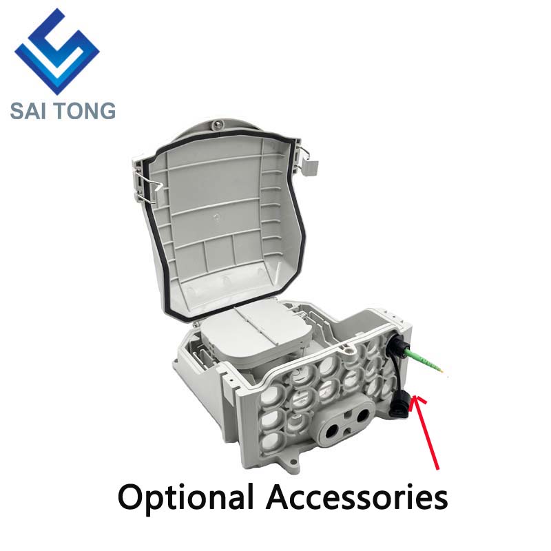 FTTH Saitong IP65 16 core fibra optica Terminal Box PC+ABS Material Outdoor 16 Portus Distributio loculi cum 2 lance