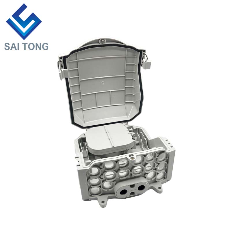 FTTH Saitong IP65 16 core fibra optica Terminal Box PC+ABS Material Outdoor 16 Portus Distributio loculi cum 2 lance