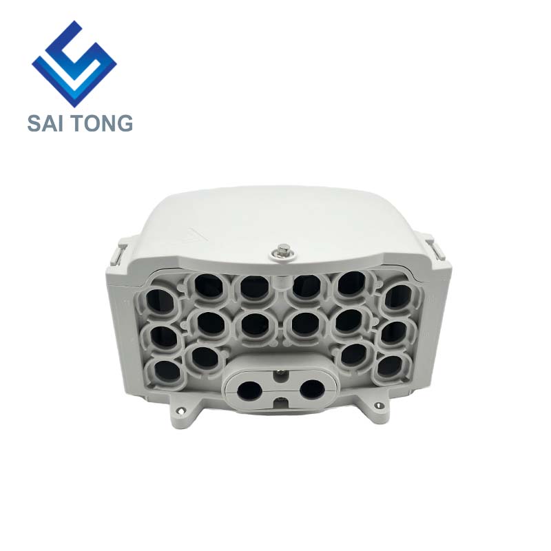 FTTH Saitong IP65 16 core fibra optica Terminal Box PC+ABS Material Outdoor 16 Portus Distributio loculi cum 2 lance