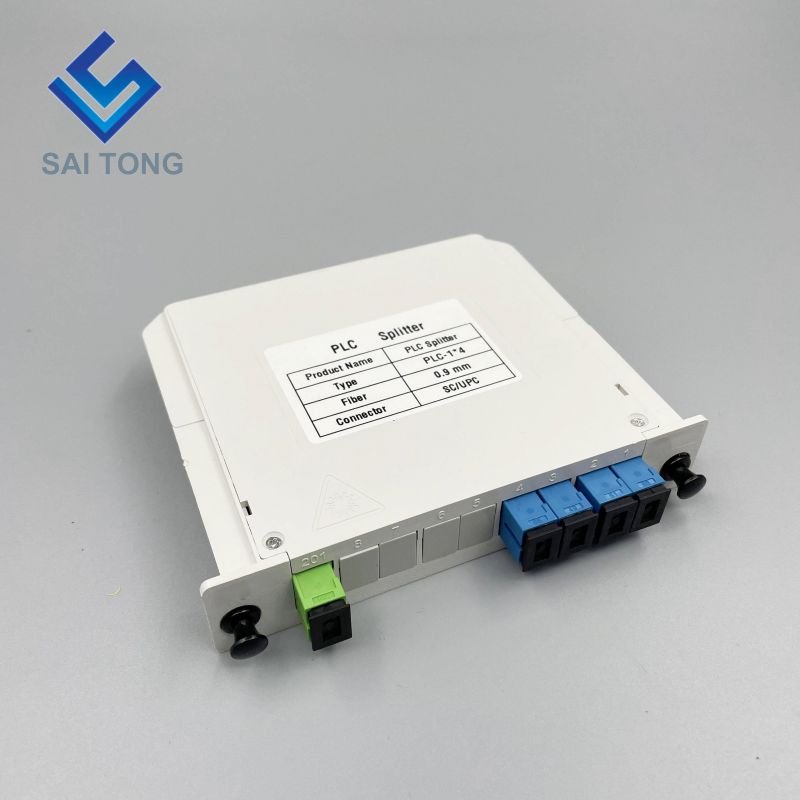 1:4 SC/UPC Rack Mount Plc Splitter ABS Box SC UPC Connectors Cassette Type 1X4 Optical Fiber Splitter