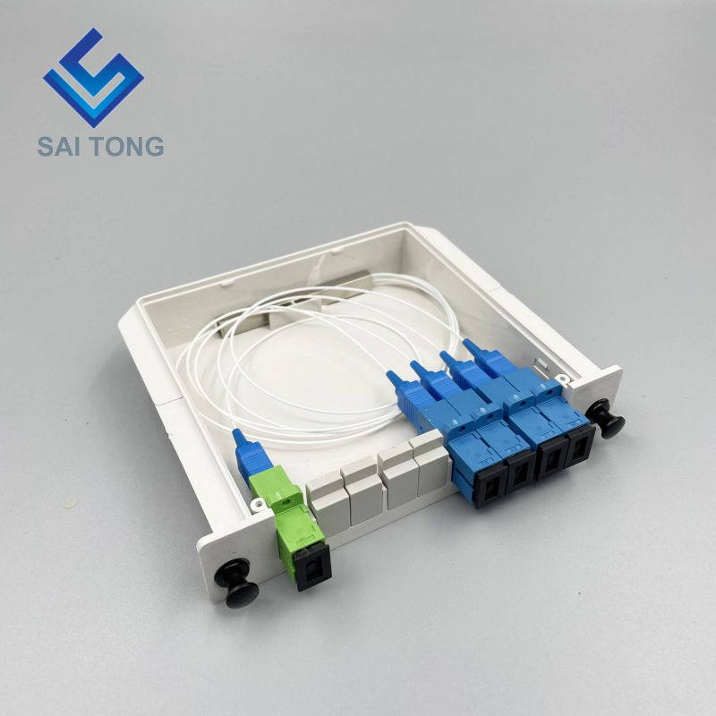 1:4 SC/UPC Rack Mount Plc Splitter ABS Box SC UPC Connectors Cassette Type 1X4 Optical Fiber Splitter