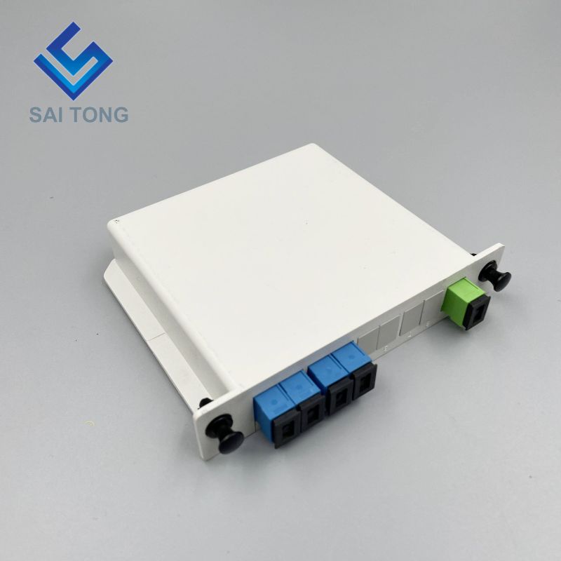 1:4 SC/UPC Rack Mount Plc Splitter ABS Box SC UPC Connectors Cassette Type 1X4 Optical Fiber Splitter