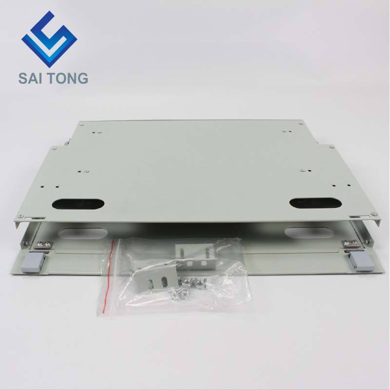 SaiTong FTTH 19 Inch Rack Mount 12 Portus Cabinet SC/FC ODF 1 U 12 core Fibra Optical Distribution Frame Optional Full Load