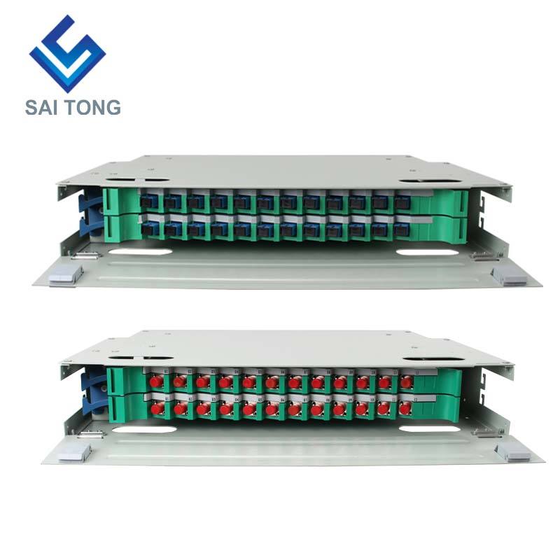 SaiTong FTTH 19 Inch Rack Adscendens 24 Portus Scrinium SC/FC ODF 2 U 24 core Fibra Optica Distributio Frame Libitum Full Load