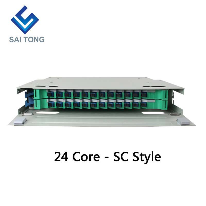 SaiTong FTTH 19 Inch Rack Adscendens 24 Portus Scrinium SC/FC ODF 2 U 24 core Fibra Optica Distributio Frame Libitum Full Load