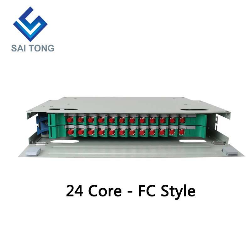 SaiTong FTTH 19 Inch Rack Adscendens 24 Portus Scrinium SC/FC ODF 2 U 24 core Fibra Optica Distributio Frame Libitum Full Load