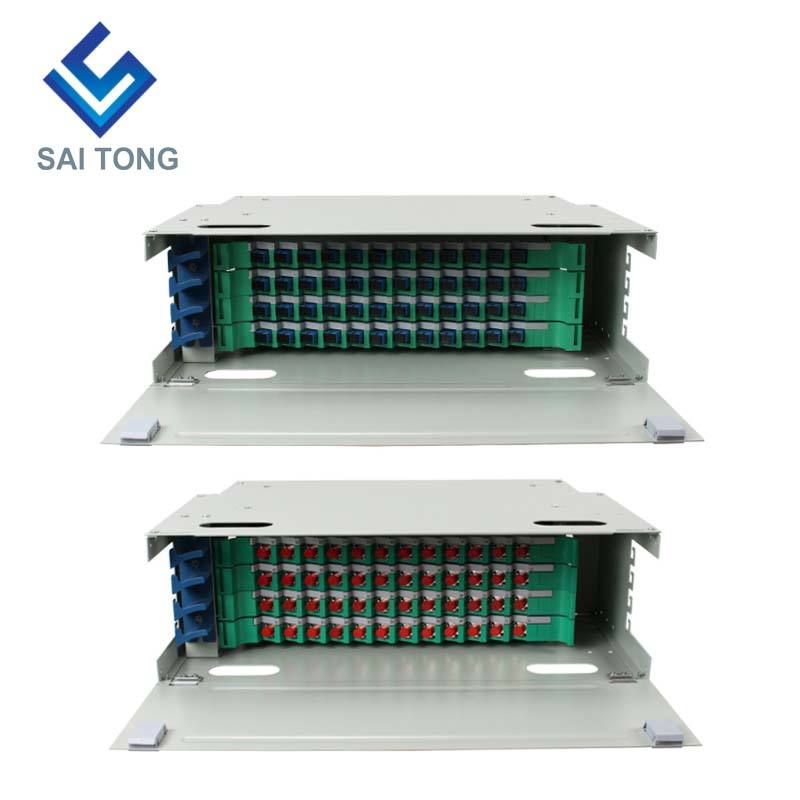 SaiTong FTTH 19 Inch Rack Mount 48 Portus Cabinet SC/FC ODF 4 U 48 core Fibra Optical Distribution Frame Optional Full Load