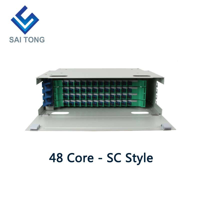 SaiTong FTTH 19 Inch Rack Mount 48 Portus Cabinet SC/FC ODF 4 U 48 core Fibra Optical Distribution Frame Optional Full Load