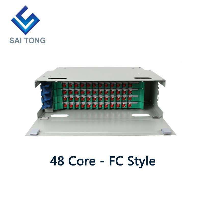 SaiTong FTTH 19 Inch Rack Mount 48 Portus Cabinet SC/FC ODF 4 U 48 core Fibra Optical Distribution Frame Optional Full Load