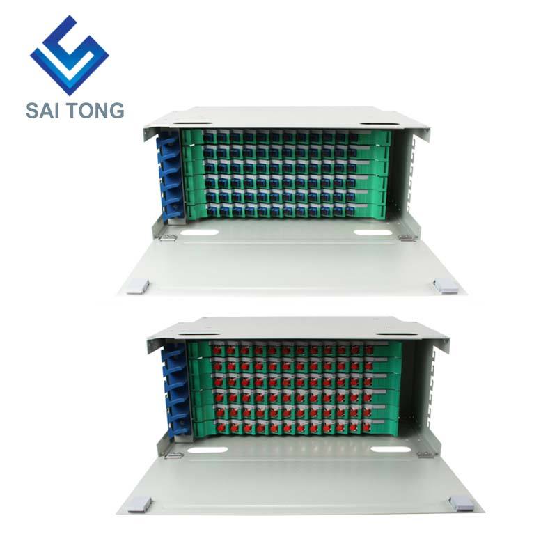 SaiTong FTTH 19 Inch Rack Mount 72 Portus Cabinet SC/FC ODF 6 U 72 core Fibra Optical Distribution Frame Optional Full Load