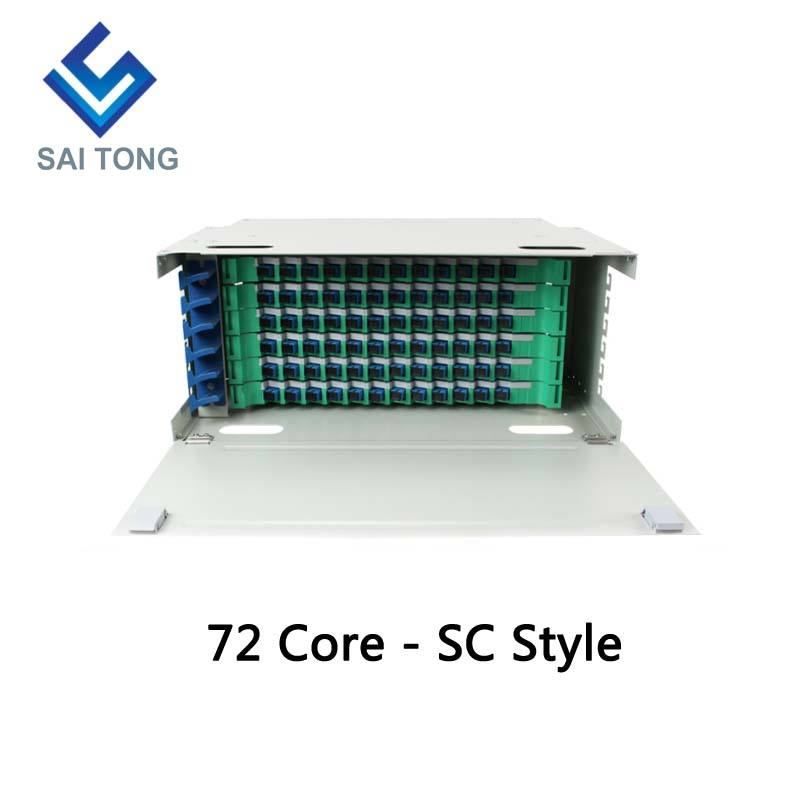 SaiTong FTTH 19 Inch Rack Mount 72 Portus Cabinet SC/FC ODF 6 U 72 core Fibra Optical Distribution Frame Optional Full Load