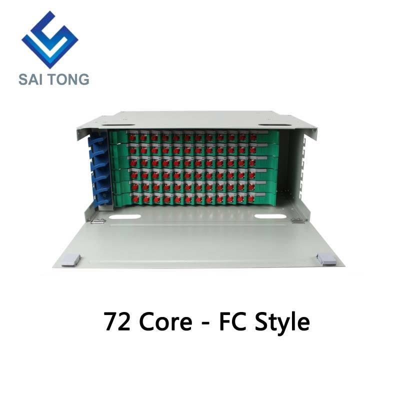 SaiTong FTTH 19 Inch Rack Mount 72 Portus Cabinet SC/FC ODF 6 U 72 core Fibra Optical Distribution Frame Optional Full Load